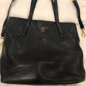 Prada black leather tote bag